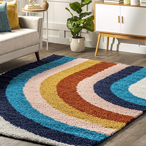 nuLOOM Ela Half Rainbow Shag Area Rug, 6' 7" x 9', Blue