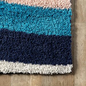 nuLOOM Ela Half Rainbow Shag Area Rug, 6' 7" x 9', Blue