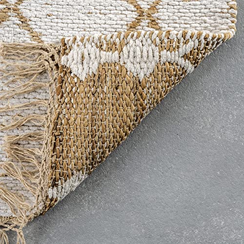 nuLOOM Mandy Hand Woven Moroccan Flatweave Tassel Area Rug, 8' x 10', Natural
