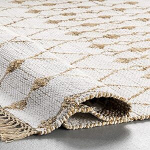 nuLOOM Mandy Hand Woven Moroccan Flatweave Tassel Area Rug, 8' x 10', Natural