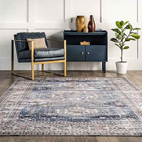 nuLOOM Drina Machine Washable Distressed Area Rug