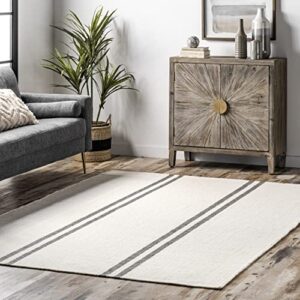 nuloom stacia stripes wool flatweave area rug, 10′ x 14′, ivory