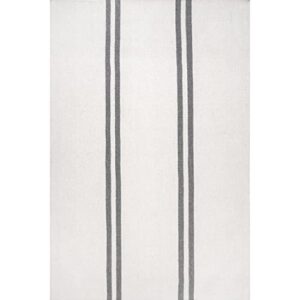 nuLOOM Stacia Stripes Wool Flatweave Area Rug, 10' x 14', Ivory