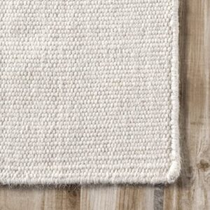 nuLOOM Stacia Stripes Wool Flatweave Area Rug, 10' x 14', Ivory