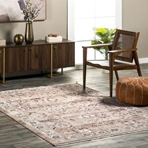 nuloom sorsha persian traditional fringe area rug, 5′ x 7′ 9″, rust