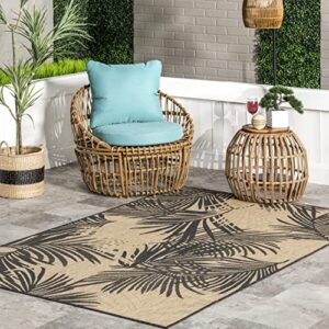 nuloom kasia areca palm indoor/outdoor area rug, 8′ x 10′, dark grey