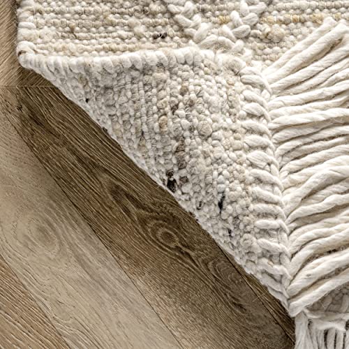 nuLOOM Brooklyn Textured Trellis Wool Fringe Area Rug, 9' x 12', Beige