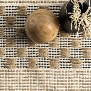 nuLOOM Emma Jute-Blend Flatweave Striped Tassel Area Rug, 5' x 8', Natural