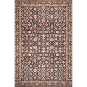 nuLOOM Cathie Persian Floral Machine Washable Area Rug, 8' x 10', Beige