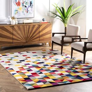 nuloom triangle geometric area rug, 5′ x 8′, multi