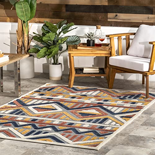 nuLOOM Arlene Colorful Tribal Indoor/Outdoor Area Rug, 5' x 7' 6", Blue