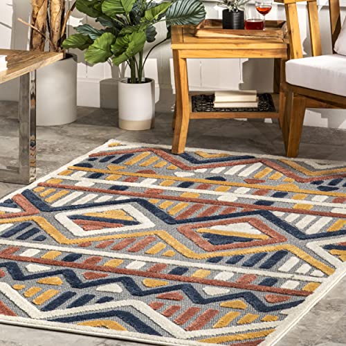 nuLOOM Arlene Colorful Tribal Indoor/Outdoor Area Rug, 5' x 7' 6", Blue