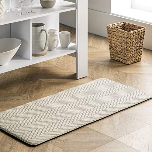 nuLOOM Casual Herringbone Anti Fatigue Kitchen or Laundry Room Comfort Mat, 20" x 42", Beige