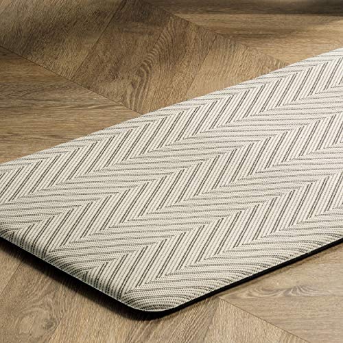 nuLOOM Casual Herringbone Anti Fatigue Kitchen or Laundry Room Comfort Mat, 20" x 42", Beige