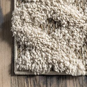 nuLOOM Reena High Low Textured Shaggy Tribal Area Rug, 8' 10" x 12', Beige