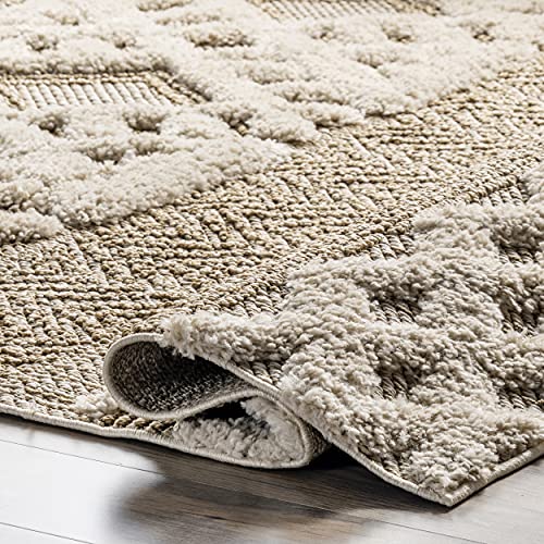 nuLOOM Reena High Low Textured Shaggy Tribal Area Rug, 8' 10" x 12', Beige