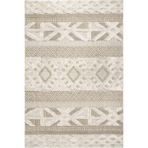 nuLOOM Reena High Low Textured Shaggy Tribal Area Rug, 8' 10" x 12', Beige