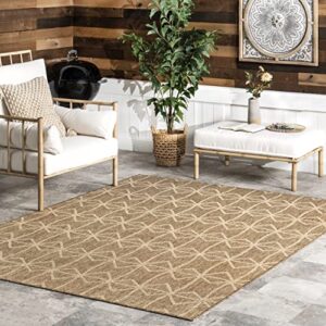 nuloom saunders geometric indoor/outdoor area rug, 8′ x 10′, beige