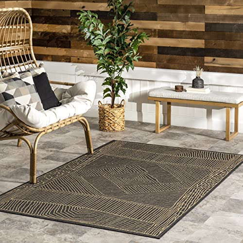 nuLOOM Myrna Geometric Indoor/Outdoor Area Rug, 8' x 10', Dark Grey