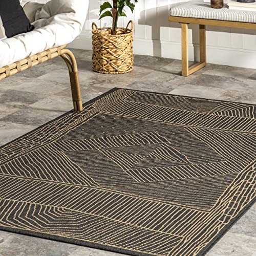 nuLOOM Myrna Geometric Indoor/Outdoor Area Rug, 8' x 10', Dark Grey