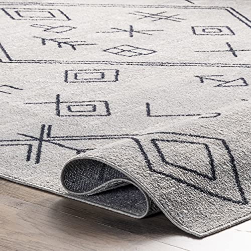 nuLOOM Paige Machine Washable Moroccan Motif Area Rug, 10' x 14', Grey