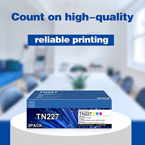 3 Pack (1C+1M+1Y) TN227 TN-227 Compatible Toner Cartridge Replacement for Brother MFC-L3770CDW MFC-L3710CW MFC-L3750CDW MFC-L3730CDW HL-3210CW HL-3230CDW HL-3270CDW HL-3230CDN Printer