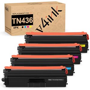 v4ink compatible tn-436 toner cartridge replacement for brother tn436 tn436bk to use with hl-l8360cdw hl-l9310cdw hl-l8260cdw mfc-l9570cdw mfc-l8610cdw mfc-l8900cdw hl-l8360cdwt (4-pack color set)