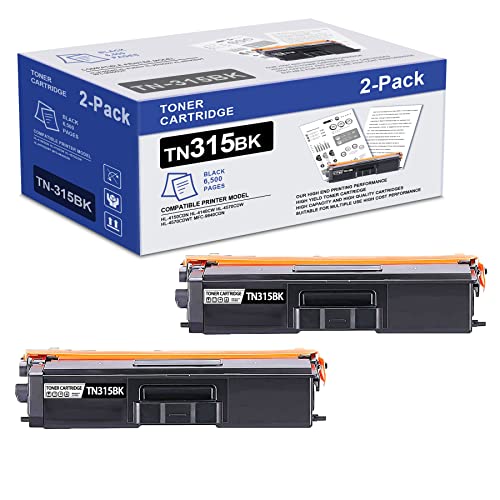 Mah 2-Pack High Yield TN315BK Toner TN-315BK Cartridge TN 315 Black Replacement for Brother HL-4150CDN HL-4140CW HL-4570CDW HL-4570CDWT MFC-9640CDN MFC-9650CDW MFC-9970CDW Black Toner