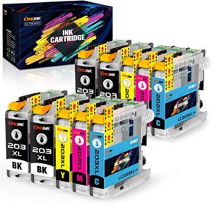 oneink compatible ink cartridges replacement for brother lc203 xl lc203xl lc201 xl lc201xl for brother mfc-j480dw j485dw j680dw j885dw j4420dw j4620dw j5620dw printer, 10 packs (4bk/2c/2m/2y)