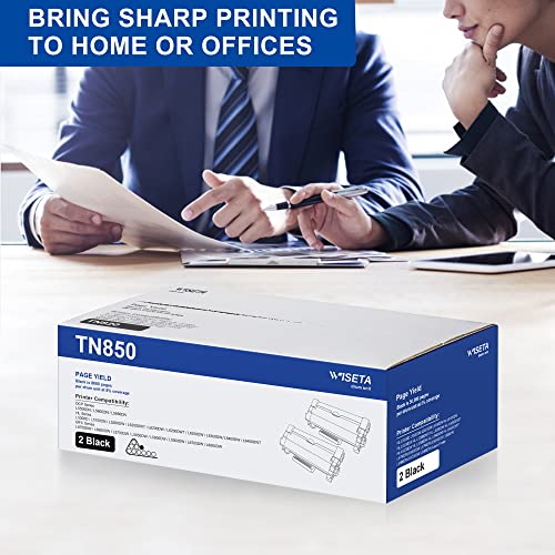 TN850 TN-850 Toner Cartridge - WISETA Compatible Toner Replacement for Brother TN850 TN 850 TN820 High Yield Compatible with HL-L6200DW MFC-L5850DW MFC-L5700DW HL-L5200DW MFC-L5900DW Printer(2 Back)