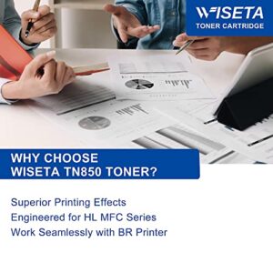 TN850 TN-850 Toner Cartridge - WISETA Compatible Toner Replacement for Brother TN850 TN 850 TN820 High Yield Compatible with HL-L6200DW MFC-L5850DW MFC-L5700DW HL-L5200DW MFC-L5900DW Printer(2 Back)
