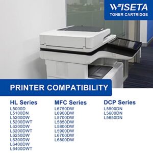 TN850 TN-850 Toner Cartridge - WISETA Compatible Toner Replacement for Brother TN850 TN 850 TN820 High Yield Compatible with HL-L6200DW MFC-L5850DW MFC-L5700DW HL-L5200DW MFC-L5900DW Printer(2 Back)