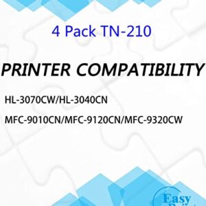 EASYPRINT (1xSET, BCMY) Compatible TN-210 TN210 Toner Cartridges Work for Brother HL-3040CN, HL-3045CN, HL-3070CW, HL-3075CW, MFC-9010CN, MFC-9120CN, MFC-9125CN, MFC-9325CW, MFC-9320CW, (4-Pack)