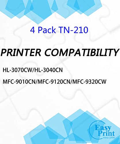 EASYPRINT (1xSET, BCMY) Compatible TN-210 TN210 Toner Cartridges Work for Brother HL-3040CN, HL-3045CN, HL-3070CW, HL-3075CW, MFC-9010CN, MFC-9120CN, MFC-9125CN, MFC-9325CW, MFC-9320CW, (4-Pack)