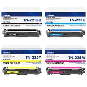 tn221 toner cartridges tn225 toner: compatible for tn-221bk tn-225 c/m/y toner replacement for brother hl-3170cdw mfc-9130cw mfc-9330cdw mfc-9340cdw hl-3140cw hll3170cdw mfc-9140cdn printer(4-pack)