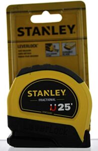stanley 33-281 leverlock fractional tape rule with magnetic tip, 1-inch x 25-feet
