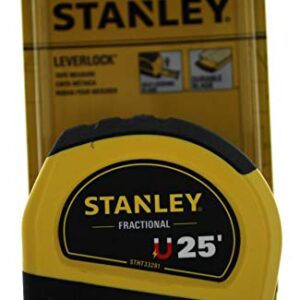 Stanley 33-281 Leverlock Fractional Tape Rule with Magnetic Tip, 1-Inch X 25-Feet