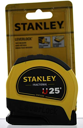 Stanley 33-281 Leverlock Fractional Tape Rule with Magnetic Tip, 1-Inch X 25-Feet