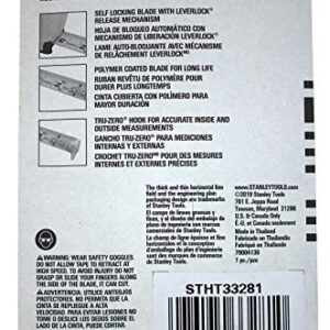 Stanley 33-281 Leverlock Fractional Tape Rule with Magnetic Tip, 1-Inch X 25-Feet