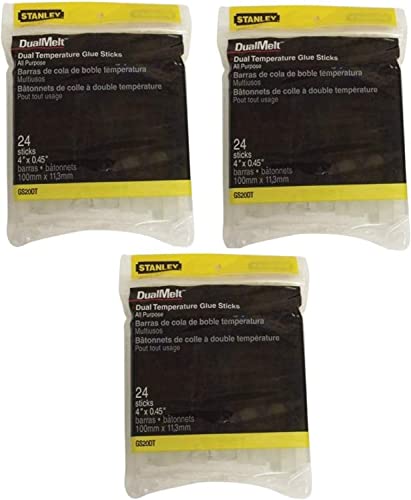 Stanley GS20DT Dual Temperature 4-Inch Glue Sticks, 24-Pack, 3 Pack