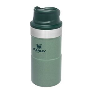 stanley trigger action travel mug 0.25l / 8.5oz hammertone green – keeps hot for 3 hours – bpa-free stainless steel thermos travel mug for hot drinks – leakproof reusable coffee cups