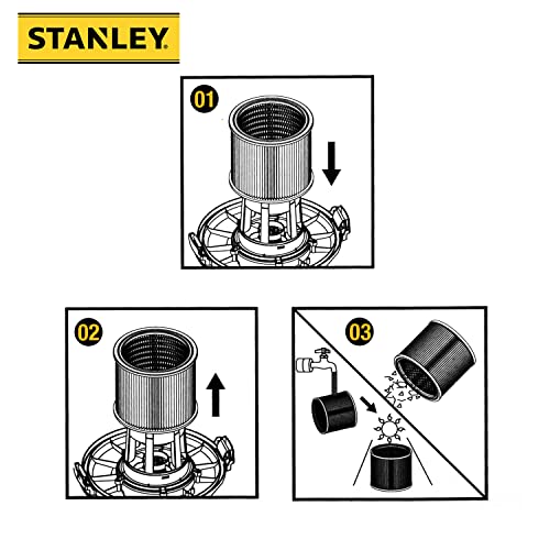 Stanley 08-2501 Cartridge Filter, Fit for Most 5 -18 Gallon Wet/Dry Vacuum Cleaners, Compatible with SL18115, SL18115P, SL18116, SL18116P, SL18191P, SL18199P, SL18117, SL18701P-10A, SL18410P-5A