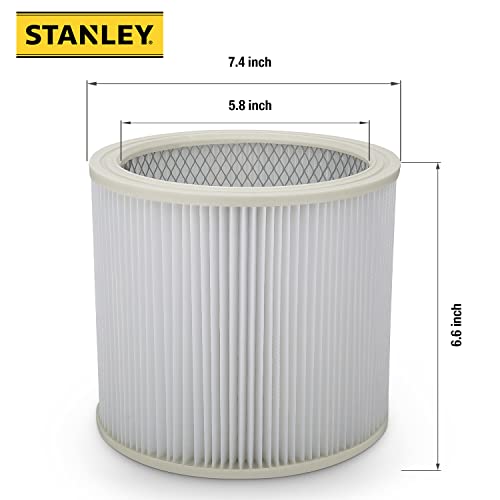 Stanley 08-2501 Cartridge Filter, Fit for Most 5 -18 Gallon Wet/Dry Vacuum Cleaners, Compatible with SL18115, SL18115P, SL18116, SL18116P, SL18191P, SL18199P, SL18117, SL18701P-10A, SL18410P-5A