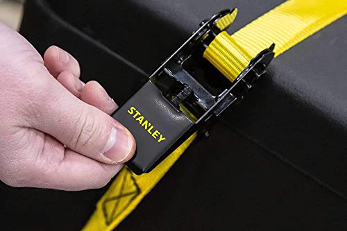 STANLEY S9500 Black/Yellow 1" x 10' Ratchet Straps - Light Cargo Hauling (900 lb Break Strength), 4 Pack