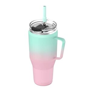 zenbo 40 oz mug tumbler – stainless steel vacuum insulated mug with handle, screw on lid and straw – keeps drinks cold up to 34 hours – insulated tumbler sweat proof, leak proof, dishwasher safe