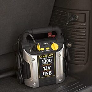 STANLEY J509 Portable Power Station Jump Starter: 1000 Peak Amp Battery Booster, USB Port, Battery Clamps