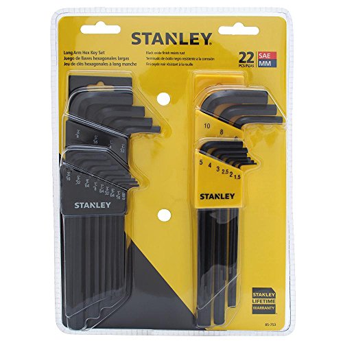 STANLEY Hex Key Set, Long Arm, SAE & MM, 22-Piece (85-753)