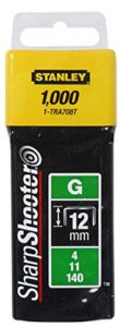 stanley tra708t sharpshooter 1/2-inch leg length staples, steel (1000 count)