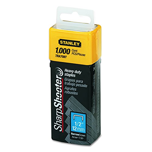 Stanley TRA708T Sharpshooter 1/2-Inch Leg Length Staples, Steel (1000 Count)