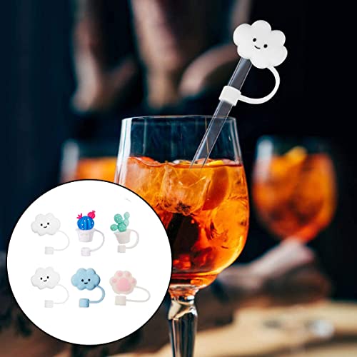 6Pcs Straw Tips Cover Straw Covers Cap for Reusable Straws Straw Protector Clouds for Stanley Cup